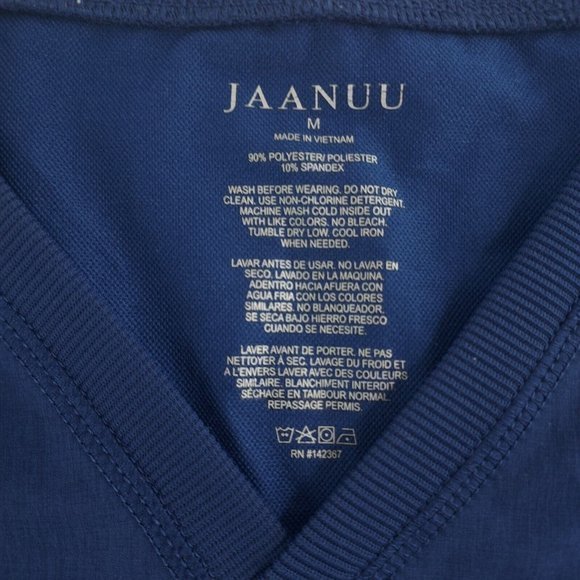 Jaanuu Womens Medium Blue Short Sleeve Pocket V-Neck Scrubs‎ - Picture 4 of 4